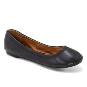 Lucky Brand Emmie Black Leather Classic Ballet Flats Womens Size 7M/37 EUC